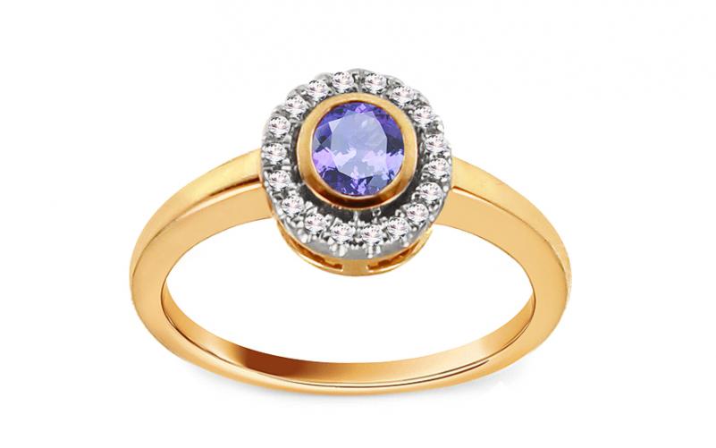 Diamantový prsten 0.090 ct s tanzanitem Flame of Love KU191 Diamantový prsten 0.090 ct s tanzanitem Flame of Love KU191