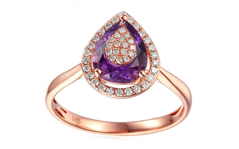 Diamantový zásnubní prsten s ametystem Ariana Rose IZBR080RP Diamantový zásnubní prsten s ametystem Ariana Rose IZBR080RP
