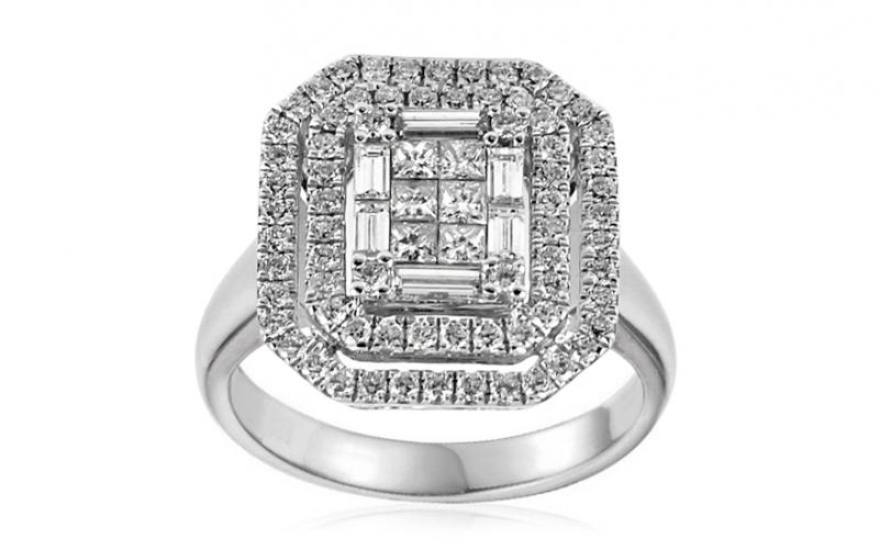 Exkluzivní zásnubní prsten s baguette a princess diamanty 0.630 ct Margot IZBR311A Exkluzivní zásnubní prsten s baguette a princess diamanty 0.630 ct Margot IZBR311A