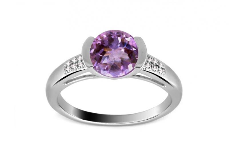 Luxusní prsten s 12 diamanty 0,050 ct a ametystem ardiente 10 KU0022 Luxusní prsten s 12 diamanty 0,050 ct a ametystem ardiente 10 KU0022