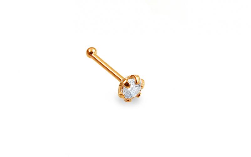 Zlatý piercing do nosu 3 mm se zirkonem rovný IZ13453 Zlatý piercing do nosu 3 mm se zirkonem rovný IZ13453