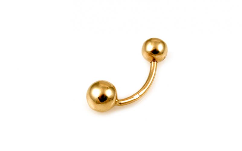 Zlatý piercing do pupíku hladké kuličky IZ10525 Zlatý piercing do pupíku hladké kuličky IZ10525