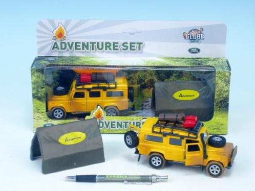 Auto Land Rover Defender kov 14cm se stanem na zpětné natažení Auto Land Rover Defender kov 14cm se stanem na zpětné natažení