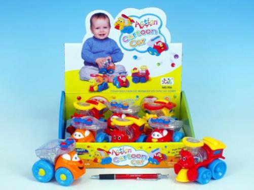 Autíčko/vláček veselé 10cm s kuličkami 12m+ 2druhy Autíčko/vláček veselé 10cm s kuličkami 12m+ 2druhy