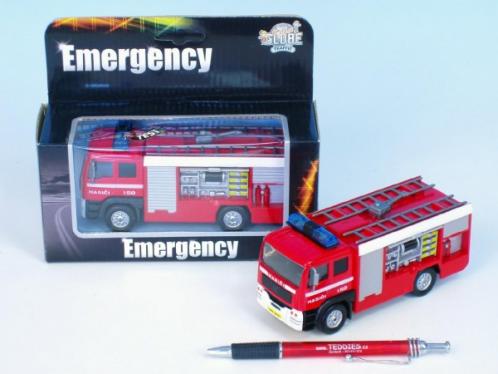 Auto hasiči kov 14cm na baterie se zvukem se světlem v krabičce Auto hasiči kov 14cm na baterie se zvukem se světlem v krabičce