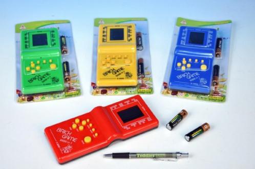 Digitální hra Brick Game Tetris plast 19cm na baterie asst 4 barvy Digitální hra Brick Game Tetris plast 19cm na baterie asst 4 barvy