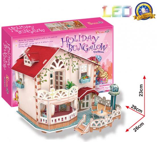 Puzzle 3D Chatka pro panenky / led - 114 dílků Puzzle 3D Chatka pro panenky / led - 114 dílků