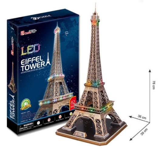 Puzzle 3D Eiffelova věž / led - 82 dílků Puzzle 3D Eiffelova věž / led - 82 dílků
