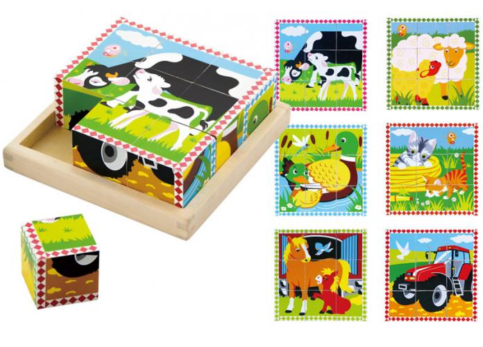 Dřevěné kostky 9 ks - farma Dřevěné kostky 9 ks - farma