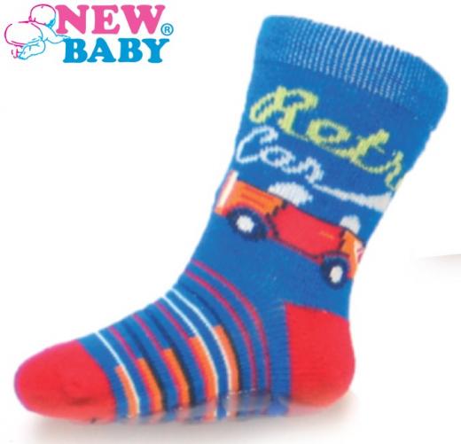 Dětské ponožky New Baby s ABS modré retro car Modrá 80 (9-12m) Dětské ponožky New Baby s ABS modré retro car Modrá 80 (9-12m)