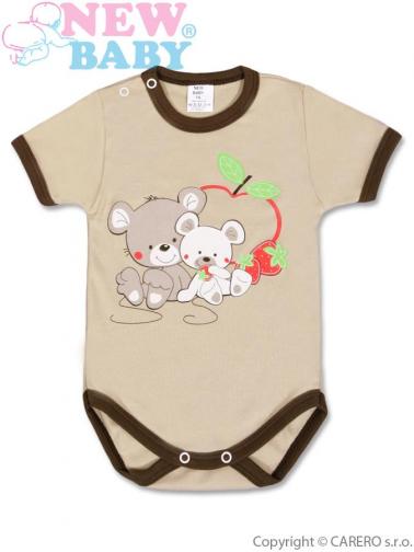 Hnědé dětské body s krátkým rukávem vel. 80 New Baby Myšky s jahůdkou Hnědé dětské body s krátkým rukávem vel. 80 New Baby Myšky s jahůdkou