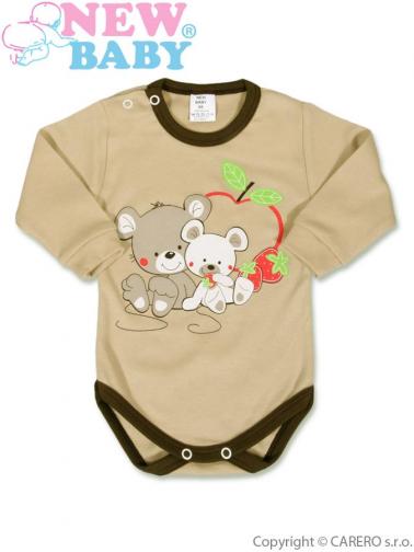 Hnědé dětské body s dlouhým rukávem vel. 80 New Baby Myšky s jahůdkou Hnědé dětské body s dlouhým rukávem vel. 80 New Baby Myšky s jahůdkou