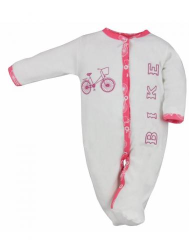 Kojenecký bavlněný overal Koala BIKE bílo-růžový Bílá 74 (6-9m) Kojenecký bavlněný overal Koala BIKE bílo-růžový Bílá 74 (6-9m)