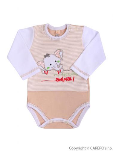 Hnědo-bílé kojenecké body s dlouhým rukávem vel. 80 Koala Oli Hnědo-bílé kojenecké body s dlouhým rukávem vel. 80 Koala Oli