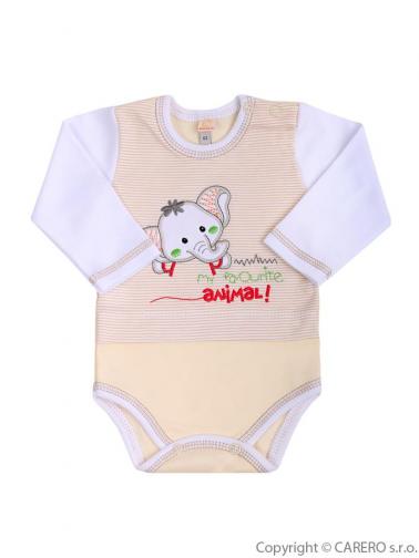 Béžovo-bílé kojenecké body s dlouhým rukávem vel. 80 Koala Oli Béžovo-bílé kojenecké body s dlouhým rukávem vel. 80 Koala Oli
