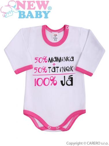 Body s dlouhým rukávem vel. 86 s českým nápisem New Baby růžové Body s dlouhým rukávem vel. 86 s českým nápisem New Baby růžové