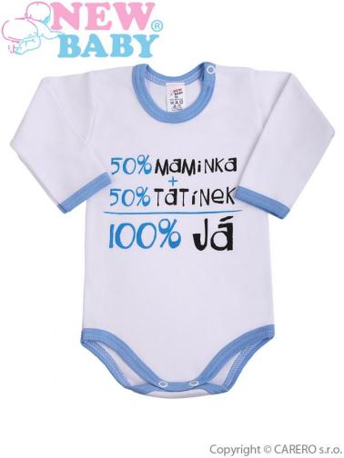 Body s dlouhým rukávem vel. 86 s českým nápisem New Baby modré Body s dlouhým rukávem vel. 86 s českým nápisem New Baby modré