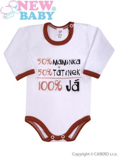 Body s dlouhým rukávem vel. 86 s českým nápisem New Baby hnědé Body s dlouhým rukávem vel. 86 s českým nápisem New Baby hnědé
