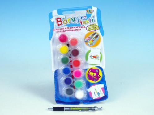 Barvy na textil + štětec 12ks na kartě 14x25cm Barvy na textil + štětec 12ks na kartě 14x25cm