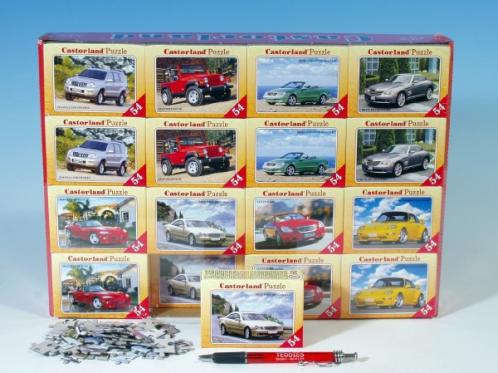Minipuzzle Auta 16,5x11cm asst 8 druhů 54 dílků Minipuzzle Auta 16,5x11cm asst 8 druhů 54 dílků