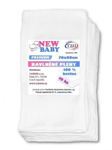 Bavlněné pleny NEW BABY 70x80 cm PREMIUM Bílé Bavlněné pleny NEW BABY 70x80 cm PREMIUM Bílé