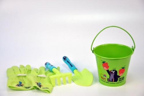 Zahradní nářadí dětské s kbelíkem průměr 15cm plast/plech Krtek Zahradní nářadí dětské s kbelíkem průměr 15cm plast/plech Krtek