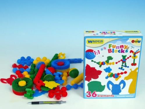 Kostky stavebnice Funny Block 36ks Wader v krabici 19x25cm Kostky stavebnice Funny Block 36ks Wader v krabici 19x25cm