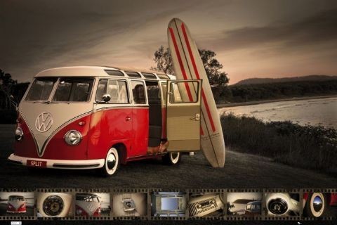 Posters Plakát, Obraz - VW Volkswagen Kombi - surfboard, (91,5 x 61 cm) Posters Plakát, Obraz - VW Volkswagen Kombi - surfboard, (91,5 x 61 cm)
