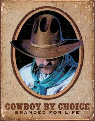 Posters Plechová cedule COWBOY BY CHOICE - Branded For Life, (31,5 x 40 cm) Posters Plechová cedule COWBOY BY CHOICE - Branded For Life, (31,5 x 40 cm)