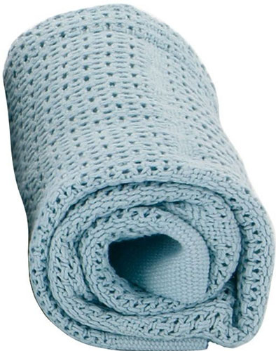 Baby Dan Dětská háčkovaná bavlněná deka Babydan - světle modrá Baby Dan Dětská háčkovaná bavlněná deka Babydan - světle modrá