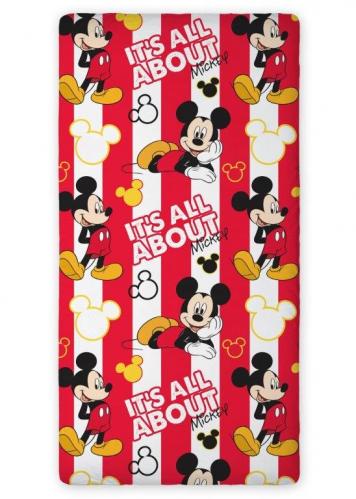 Faro Dětské bavlněné prostěradlo Mickey Mouse, 90x200 cm - červeno-bílé Faro Dětské bavlněné prostěradlo Mickey Mouse, 90x200 cm - červeno-bílé