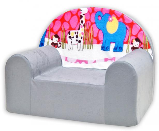 Baby Nellys Dětské křesílko Jungle v šedé Baby Nellys Dětské křesílko Jungle v šedé