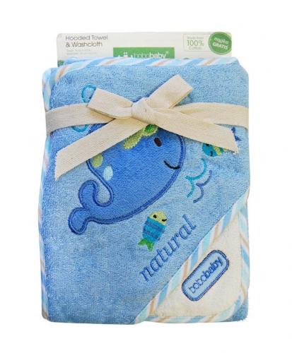 Bobobaby Dětská osuška ECO, modrá-velryba Bobobaby Dětská osuška ECO, modrá-velryba