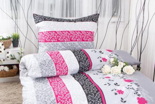 XPOSE ® Prodloužené bavlněné povlečení HELENA - šedokarmínová 140x220, 70x90 XPOSE ® Prodloužené bavlněné povlečení HELENA - šedokarmínová 140x220, 70x90