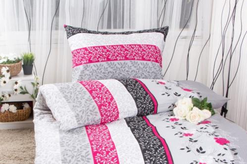 XPOSE ® Prodloužené krepové povlečení HELENA - šedokarmínová 140x220, 70x90 XPOSE ® Prodloužené krepové povlečení HELENA - šedokarmínová 140x220, 70x90