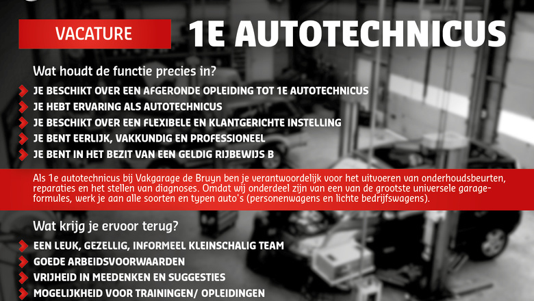Wij zoeken een 1e Autotechnicus!