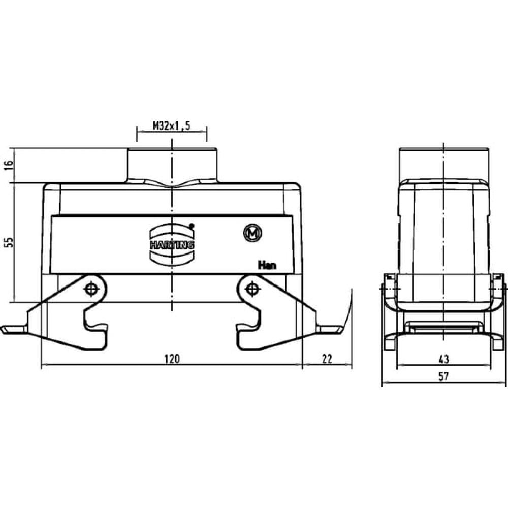 Koppelhuis 24B M32 boveninvoer