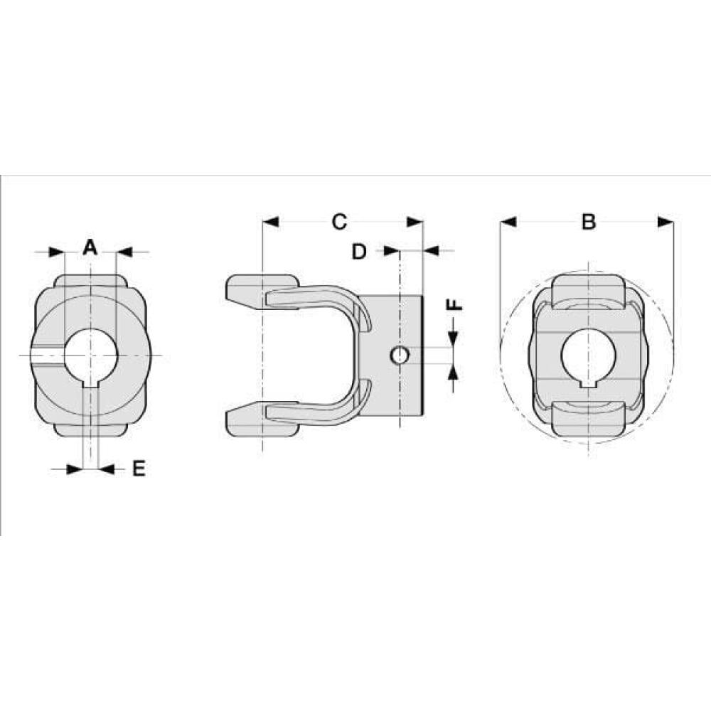Gaffel Ø40+12mm spie + M12