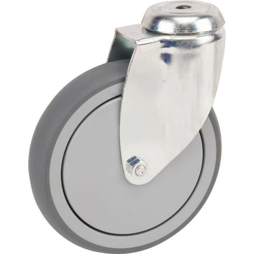 Zwenkwiel rubber: Ø125x32mm, met boutgatbevestiging, belasting: 100kg, Tente