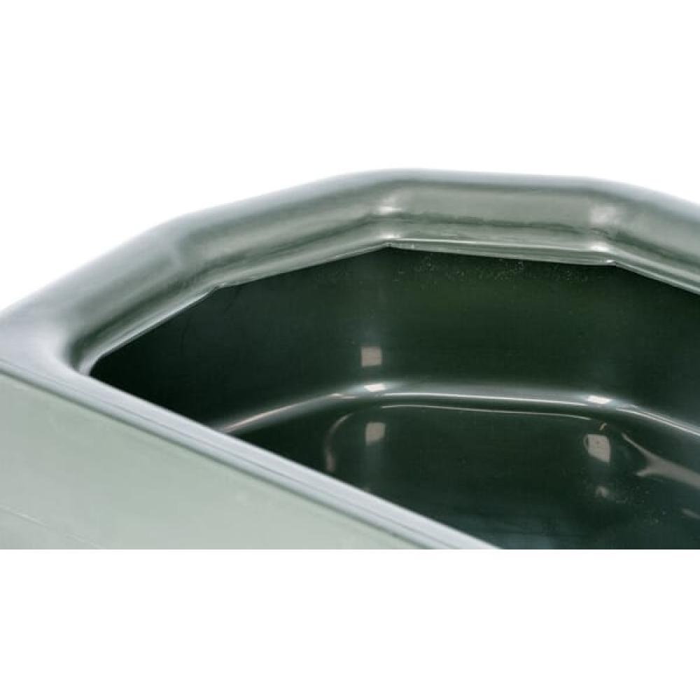 Angled front view with bag zipped and handles upright.