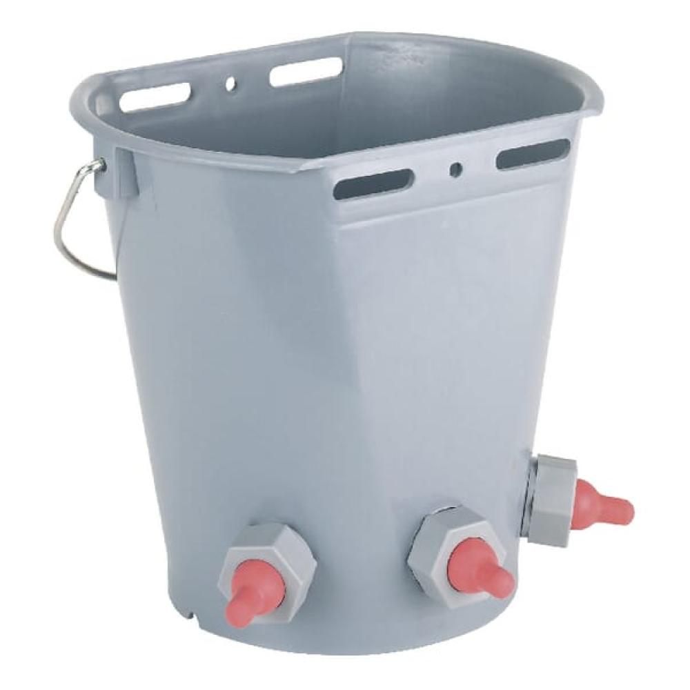 Das Eimerchen zum Tränken der Lämmer, mit 3 Gummisaugern