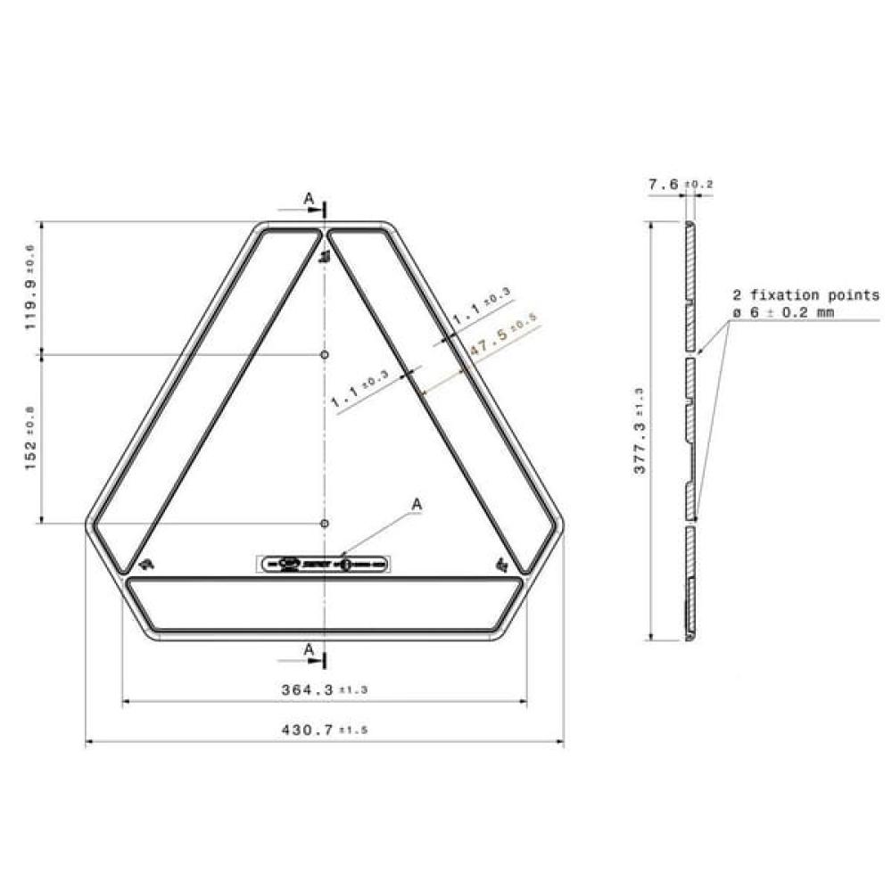 Triangular warning sign plastic red