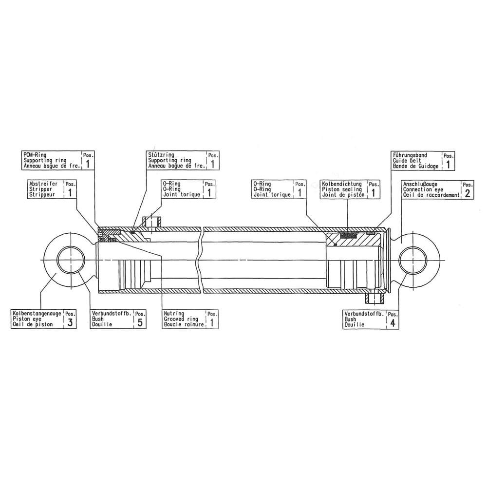 Hydraulikzylinder 60/38/640/850 Stoll