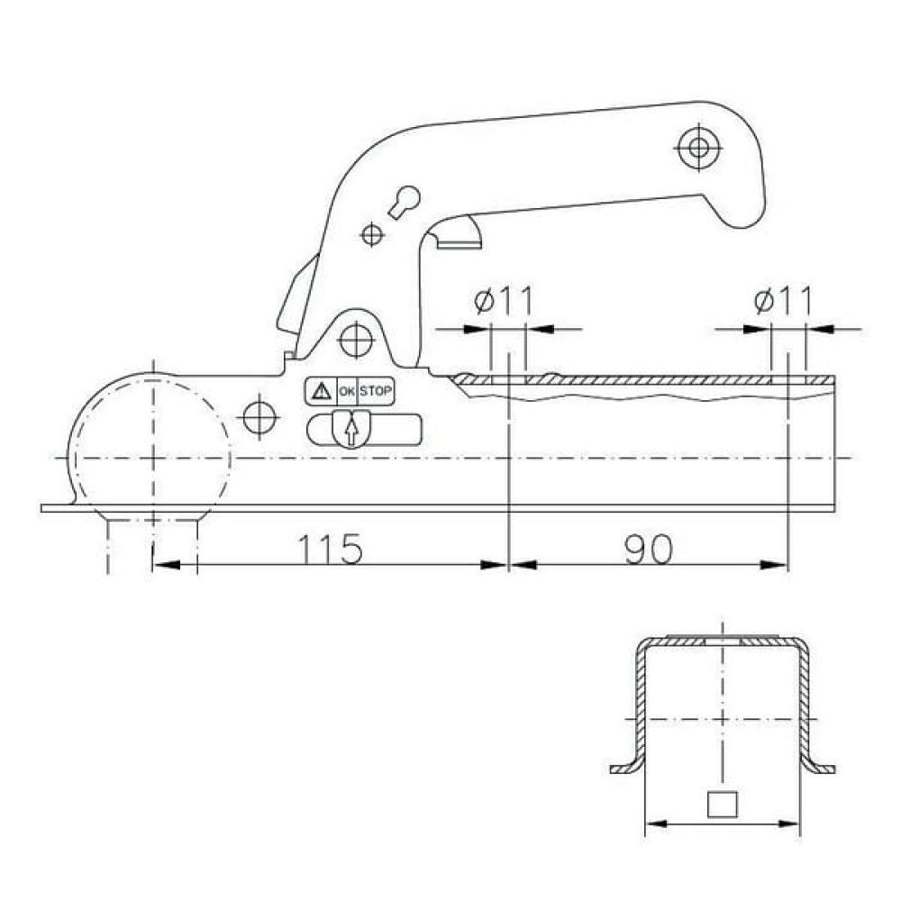 Koppelingskogel 800 kg vierkant