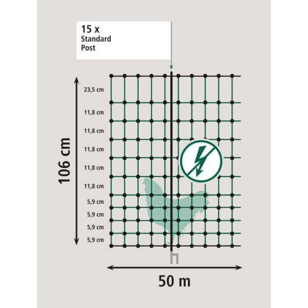 Geflügelnetz 106cm 50m DP grün
