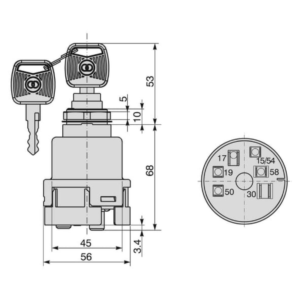 Contactschakelaar P-0-1-2-3, Cobo