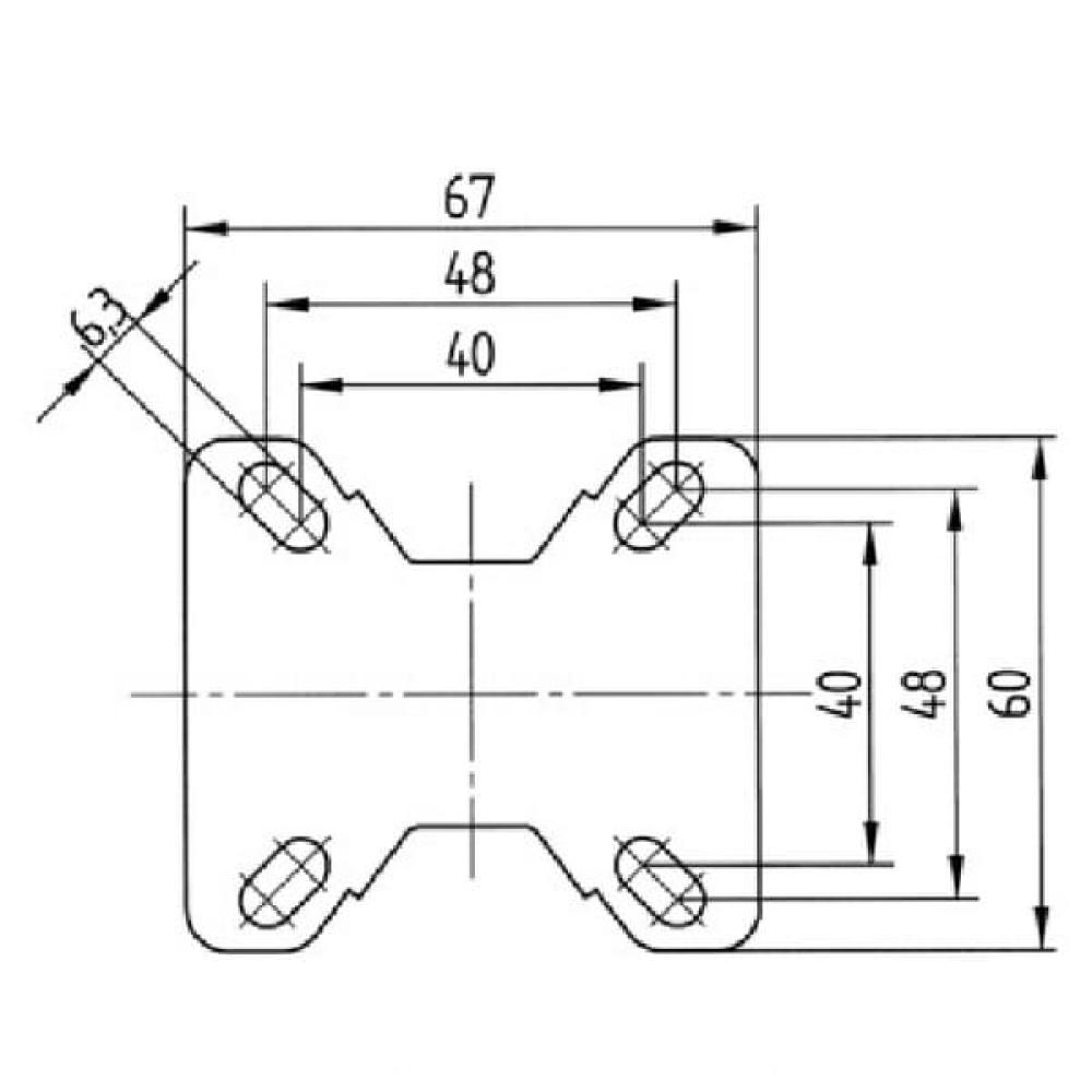 Bokwiel rubber: Ø75x25mm, flensplaat: 67x60mm belasting: 75kg, Tente