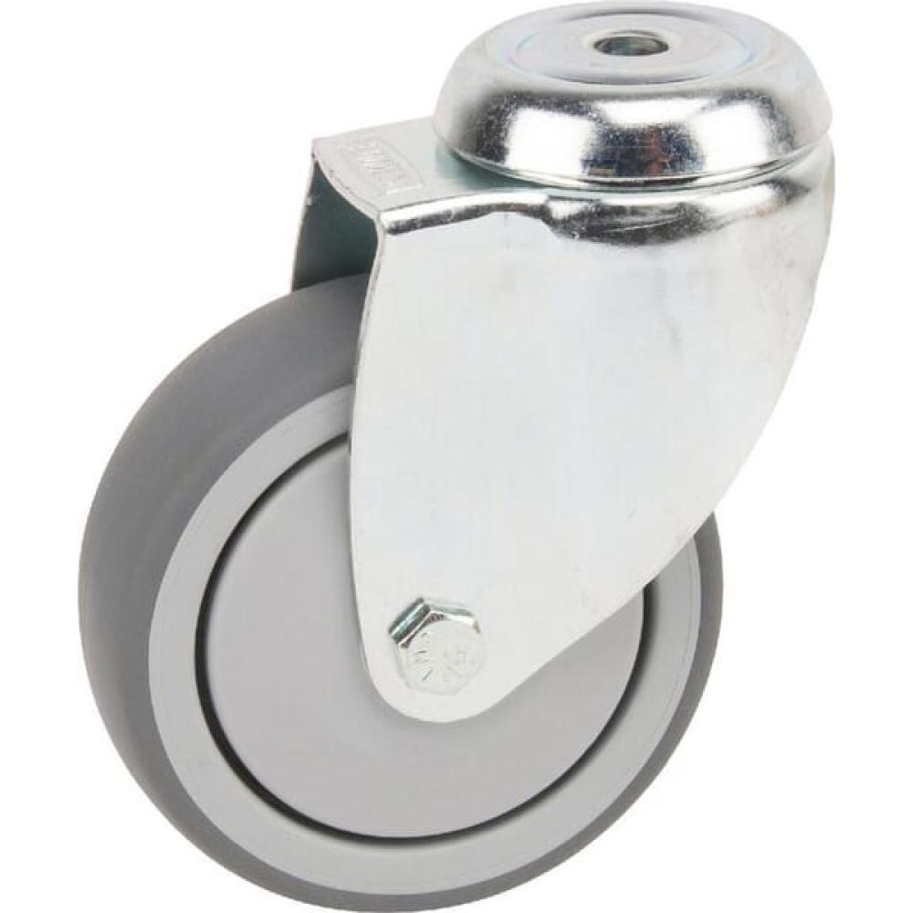 Zwenkwiel rubber: Ø75x25mm, met boutgatbevestiging, belasting: 75kg, Tente
