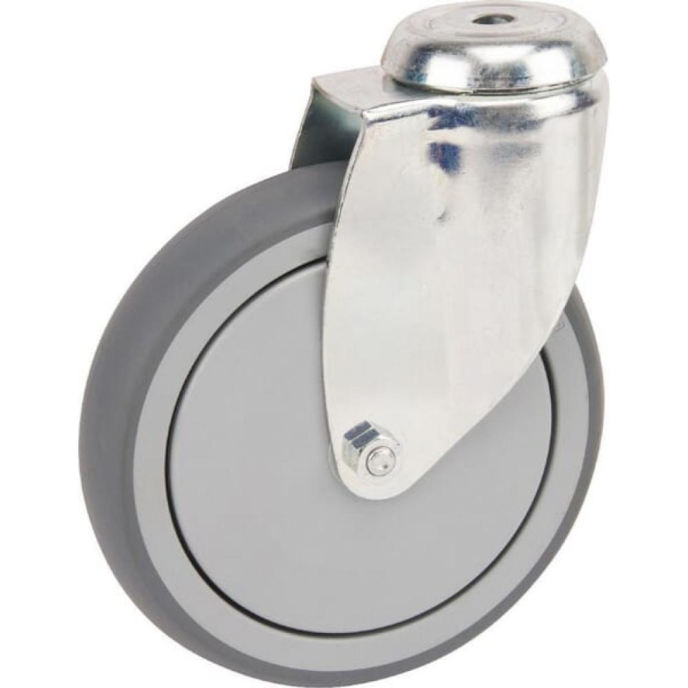 Zwenkwiel rubber: Ø150x32mm, met boutgatbevestiging, belasting: 100kg, Tente