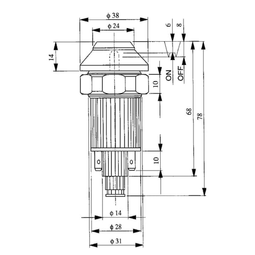 Drukschakelaar, werklamp, rond, groen